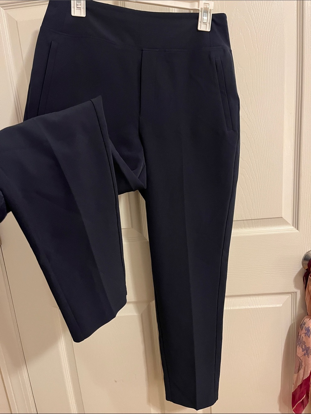 Athleta Navy Straight-Leg Ponte Trousers